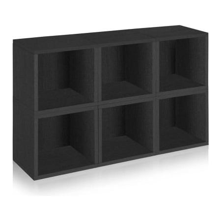 Way Basics Way Basics Stackable Modular Storage 6 Cubes, Black PS-MC-6-BK